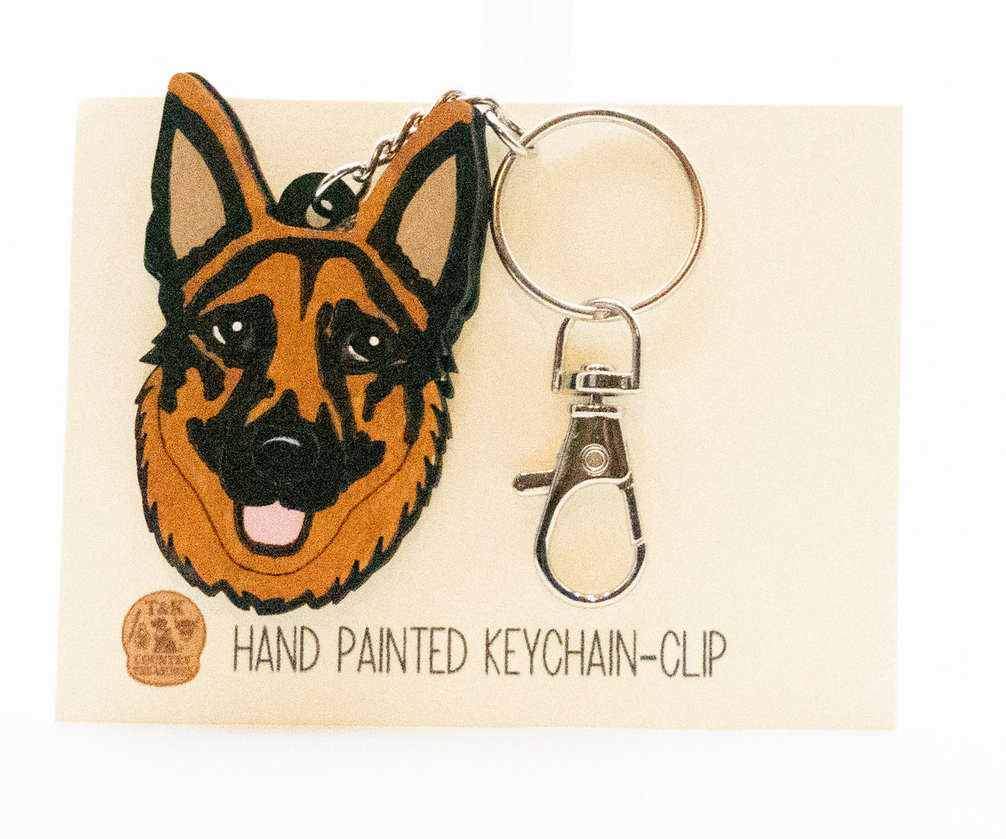 German Shepherd Keychain - handpainted backpack clip-keychain