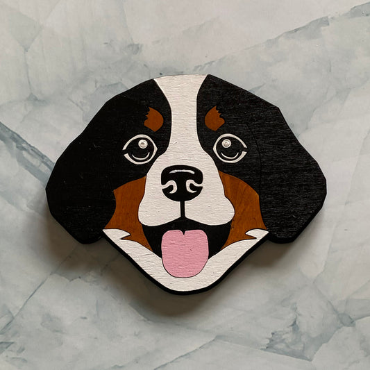 Bernese Mountain Dog handpainted wooden magnet