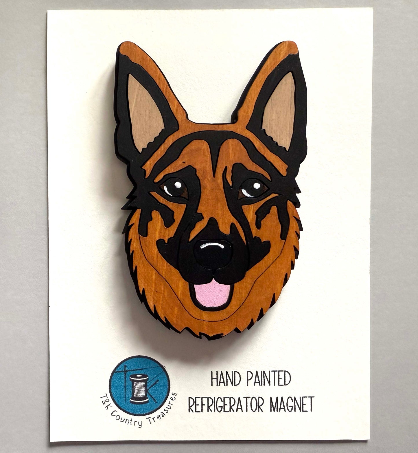 German Shepherd Handpainted wooden magnet