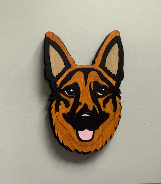 German Shepherd Handpainted wooden magnet