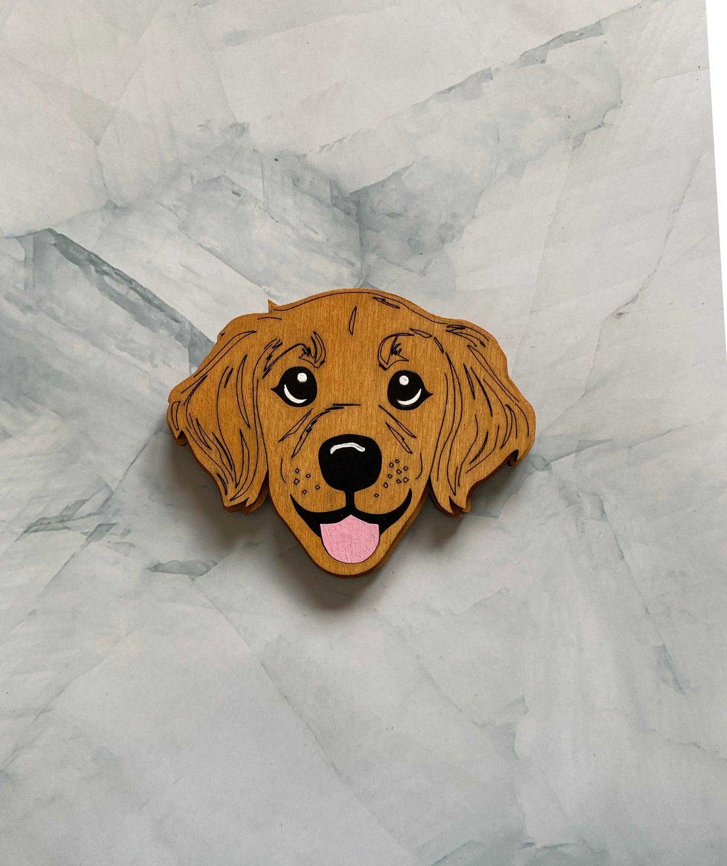 Golden Retriever Handpainted wooden magnet