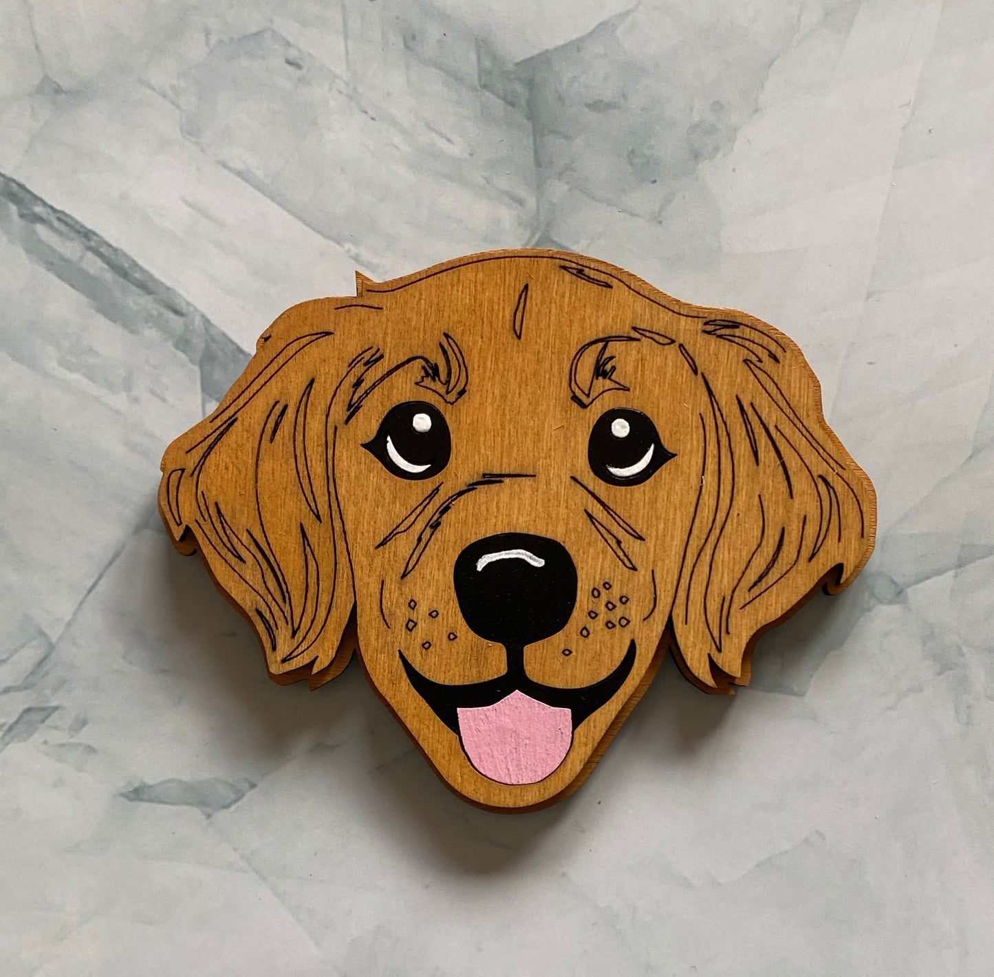 Golden Retriever Handpainted wooden magnet