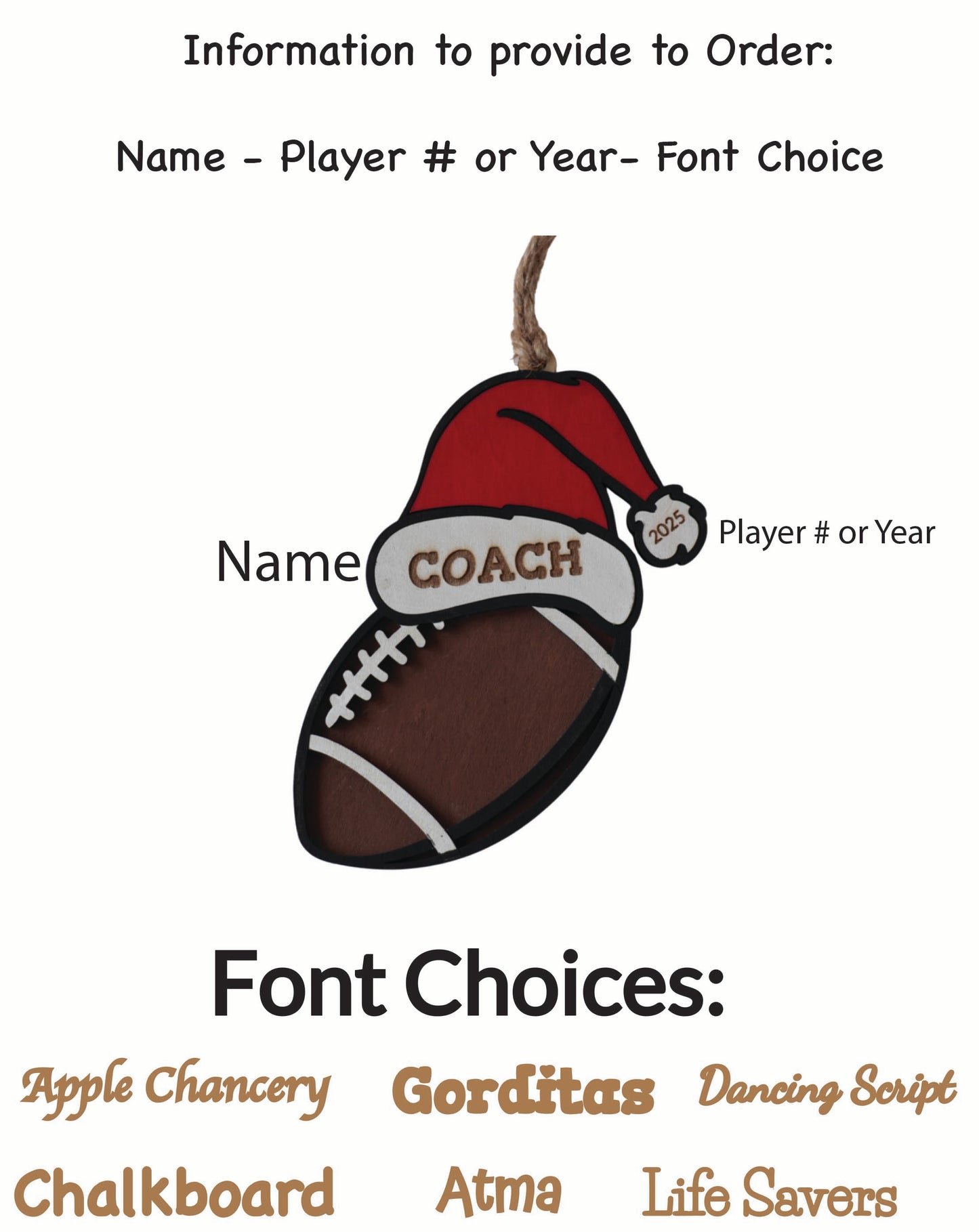 Santa Hat Sports Ornaments - Personalized