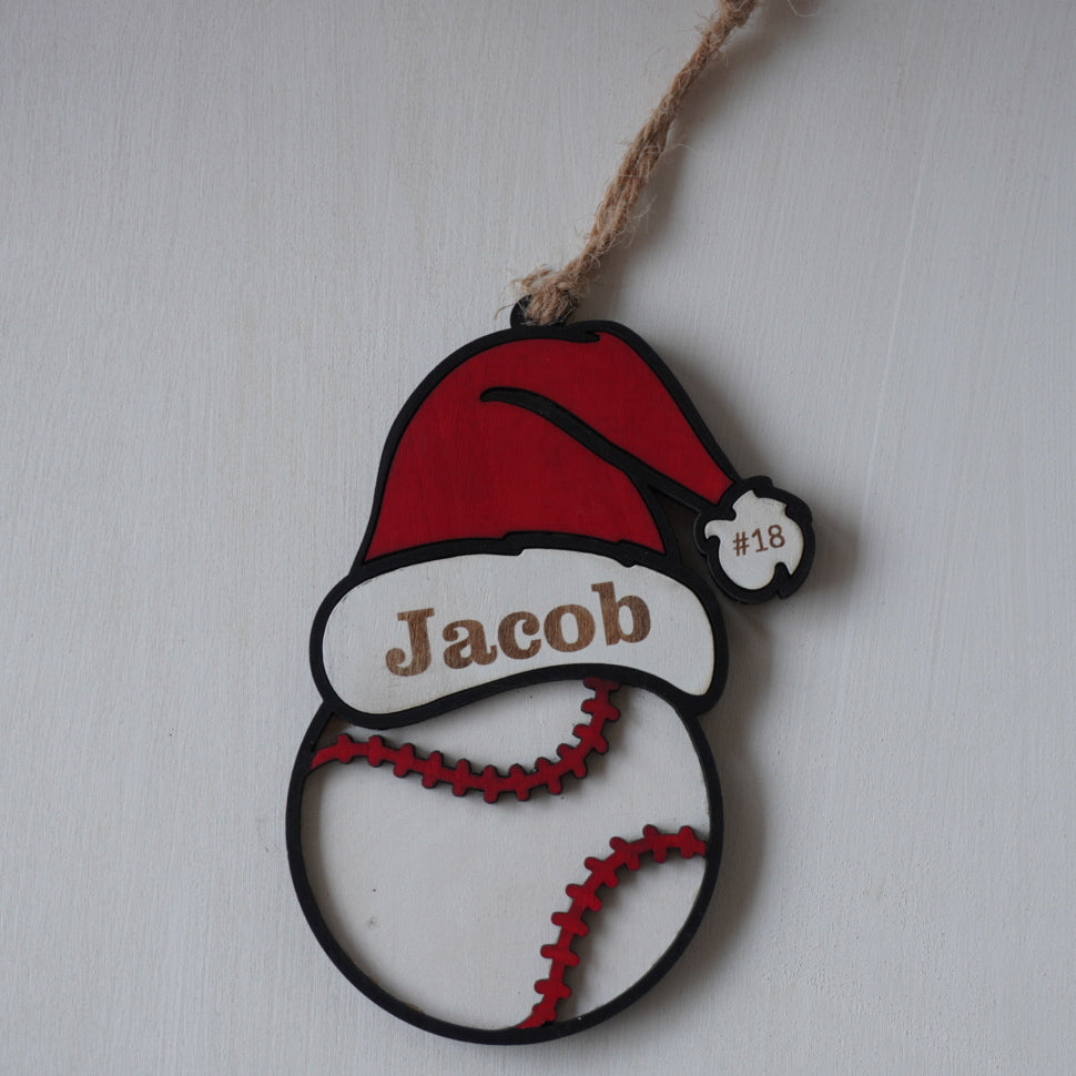 Santa Hat Sports Ornaments - Personalized